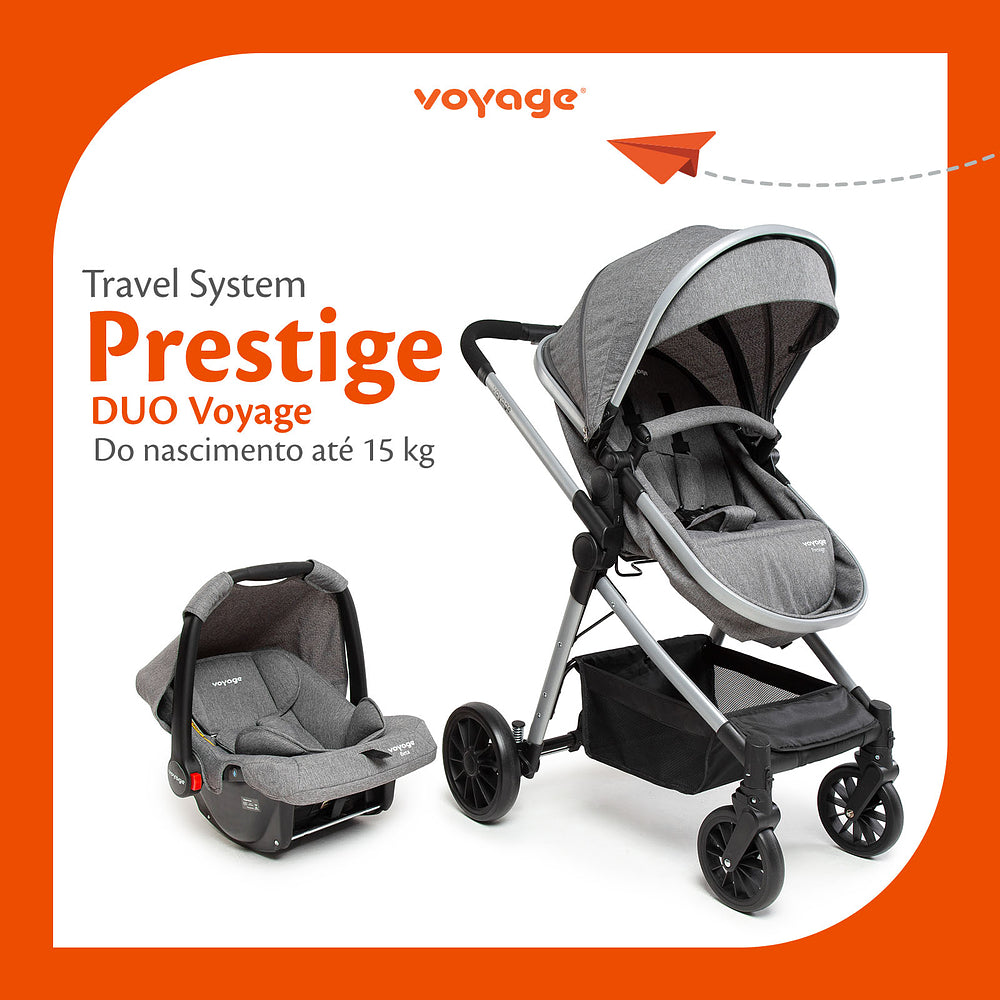 Travel System Prestige Duo ( Conjunto de Carrinho + Bebê Conforto) com Assento Removível