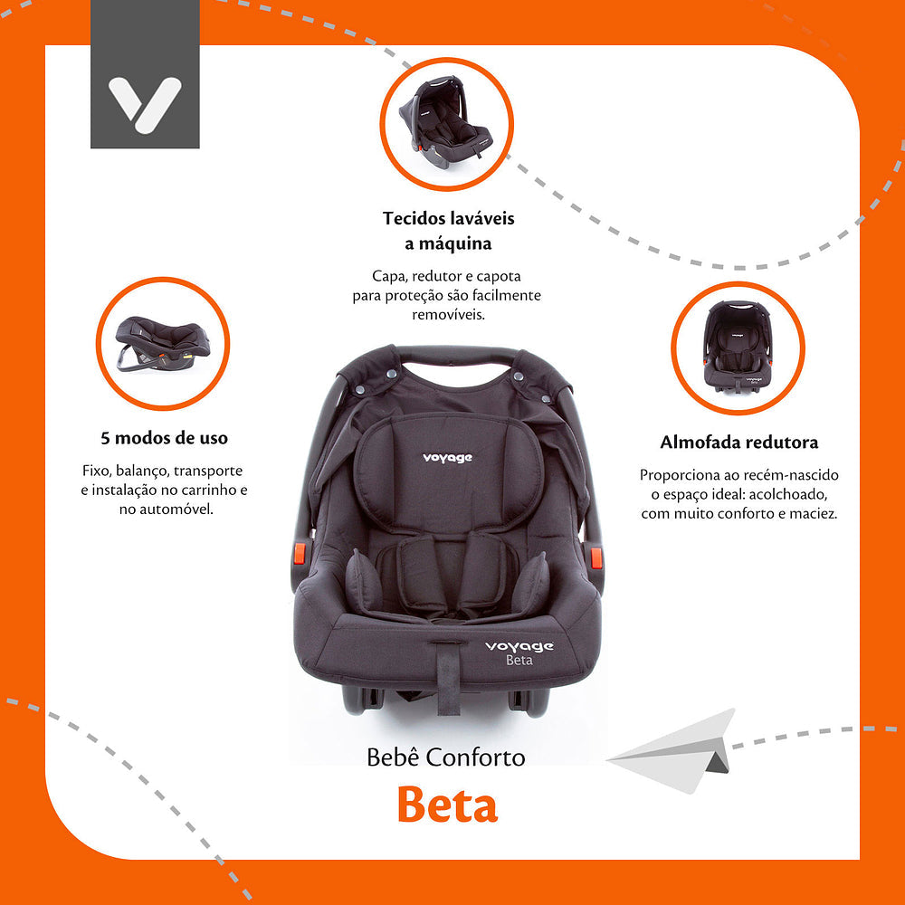 Travel System Delta Trio Pro ( Conjunto de Carrinho + Bebê Conforto + Base para Auto)