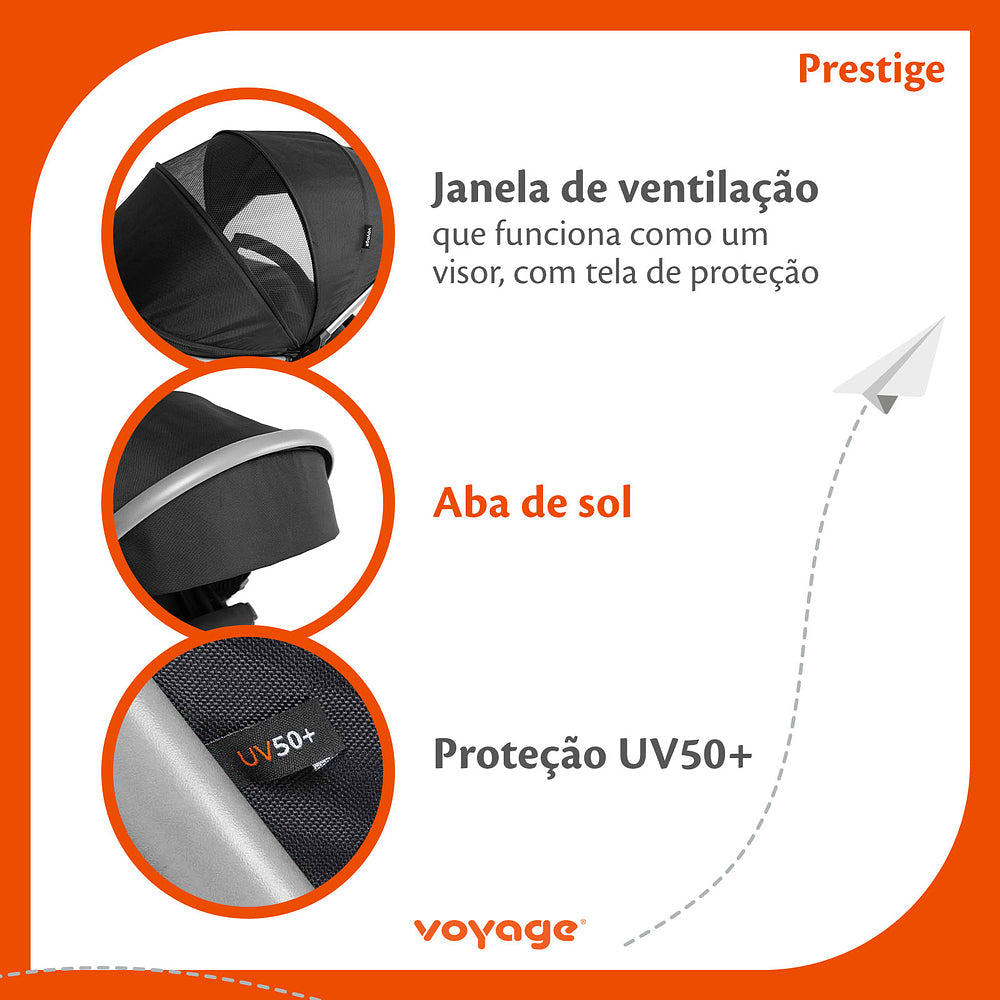 Carrinho de Bebê Prestige com Assento Reversível 3 Posições