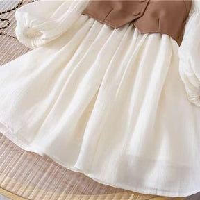 Vestido Infantil + Colete Bege