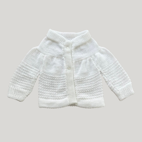 Kit 3 peças Bebê Casaco Tricot Gorro E Luva Off White