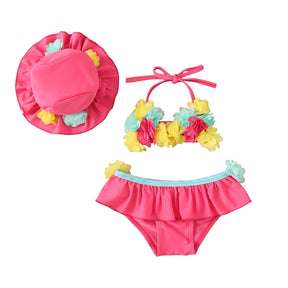 Biquíni Infantil Primavera + Chapéu