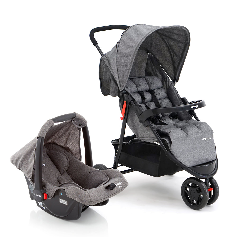 Travel System Delta Duo Pro (Conjunto de Carrinho 3 Rodas Reclinável + Bebê Conforto)