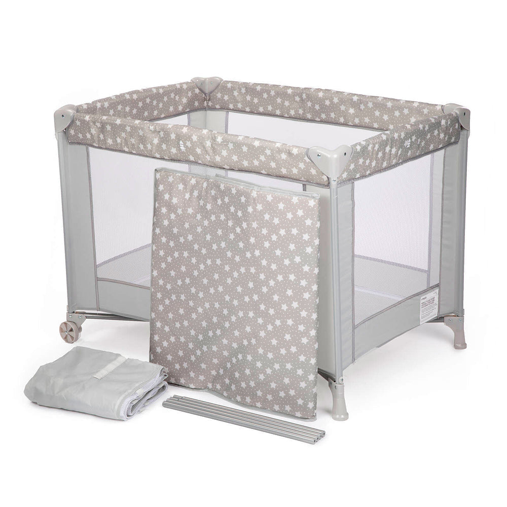 Berço Portátil Fit – 2 Alturas, Mosquiteiro e Rodas